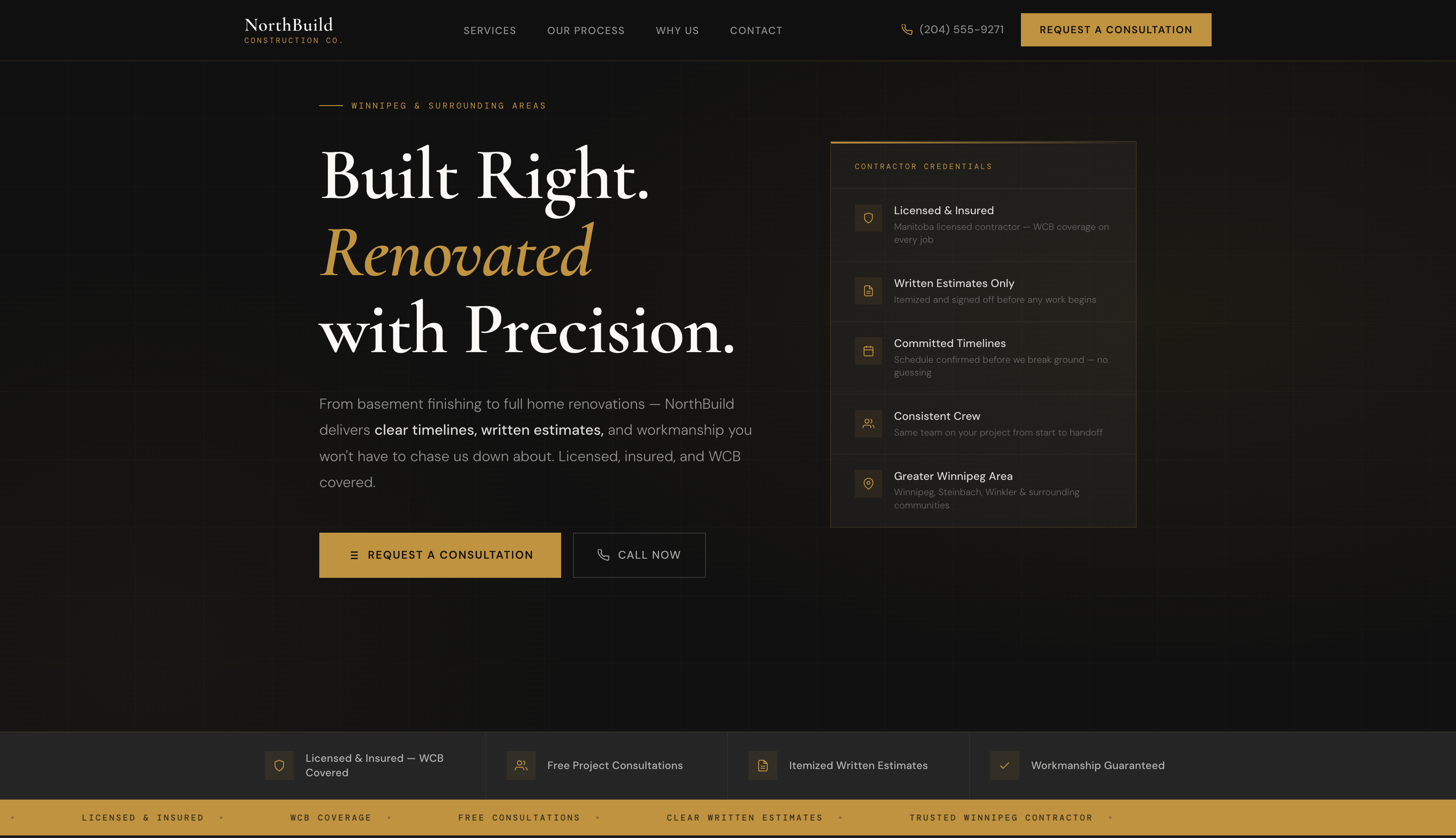 NorthBuild Construction website preview — construction example