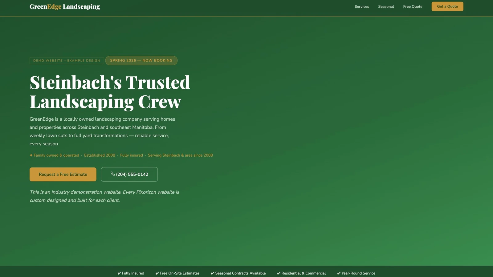 GreenEdge Landscaping website preview — landscaping example