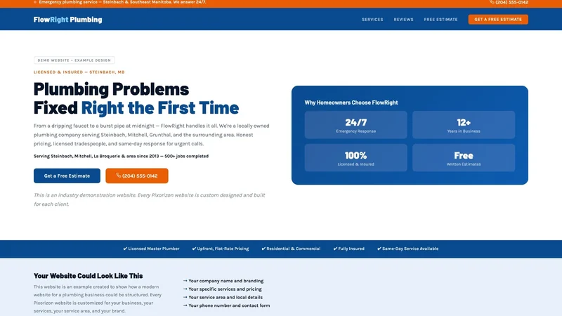 FlowRight Plumbing website preview — plumbing example